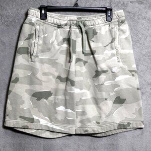Nike Shorts Mens Large Beige Gray Camo Fleece Athletic Casual AR2899-334